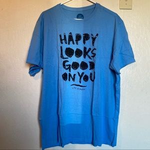 Life is Good Smooth Tee T Shirt Mens Large Blue “Happy Looks Good On You” NWT